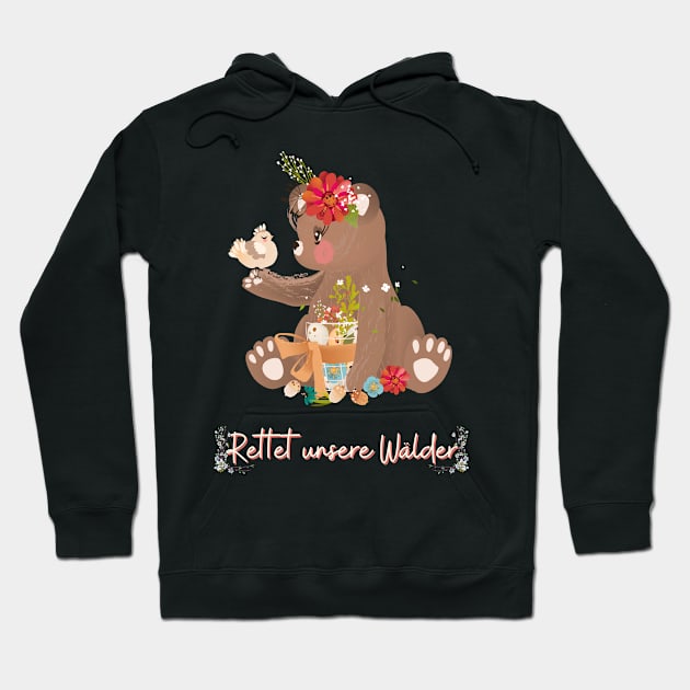 Teddy Bär Wald Retten Prinzessin Blumen Süß Hoodie by Maggini Art